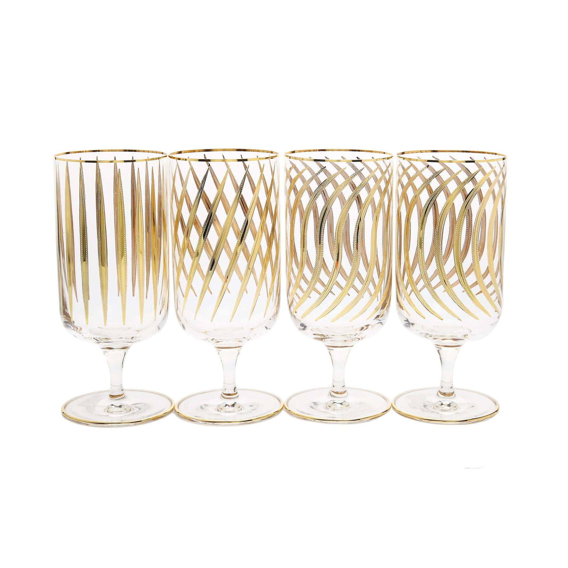 Classic Touch Set Of 4 Mix And Match Liquor Glasses With 24K Gold Design by Classic Touch Decor