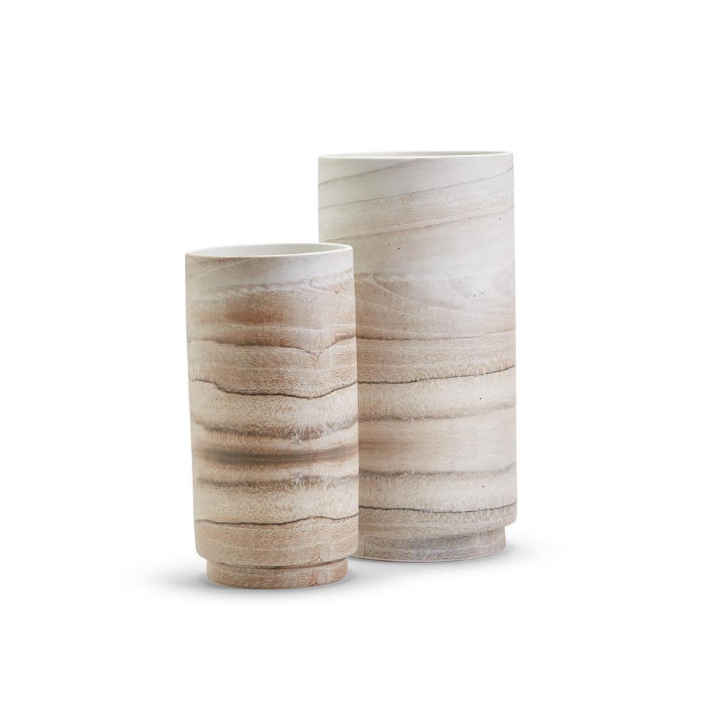 Two's Company Tozai Set of 2 White Oak Vase