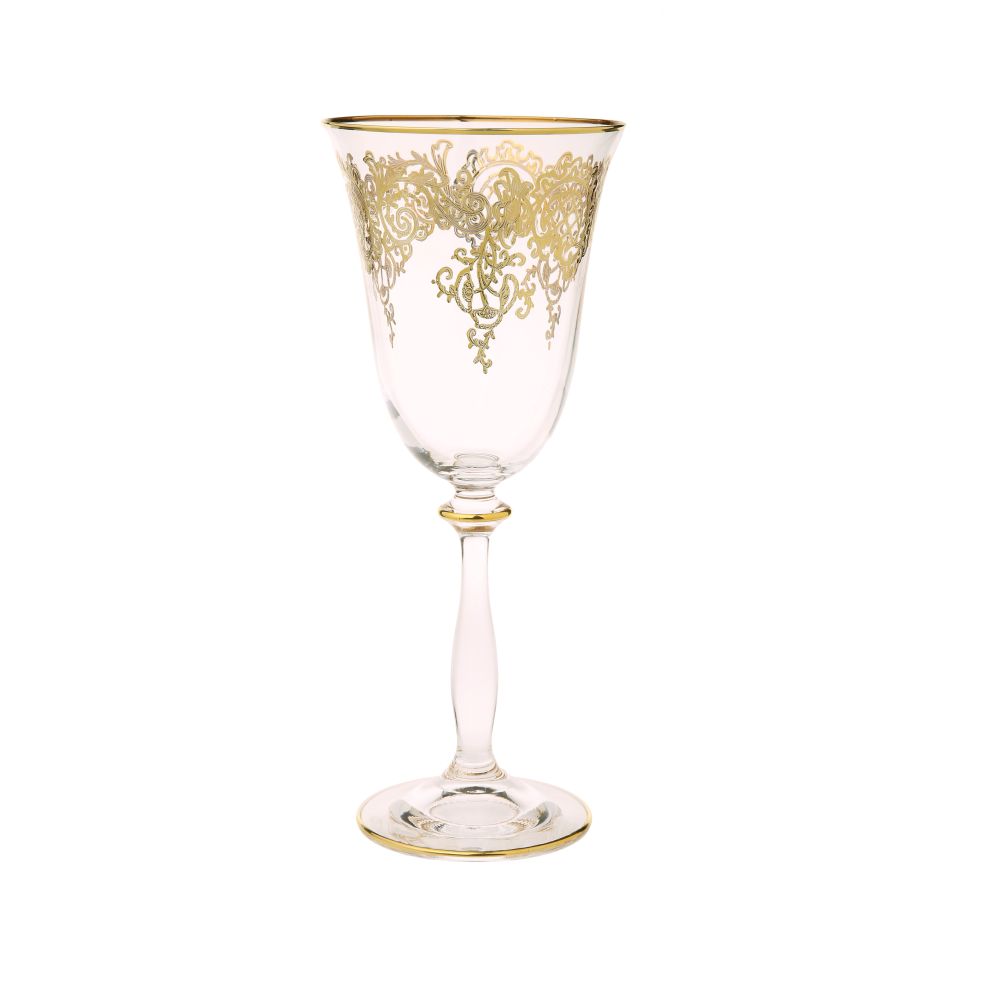 Classic Touch Decor Set of 6 Water Glasses Rich 24K Gold Design, 8.25" by Classic Touch Decor