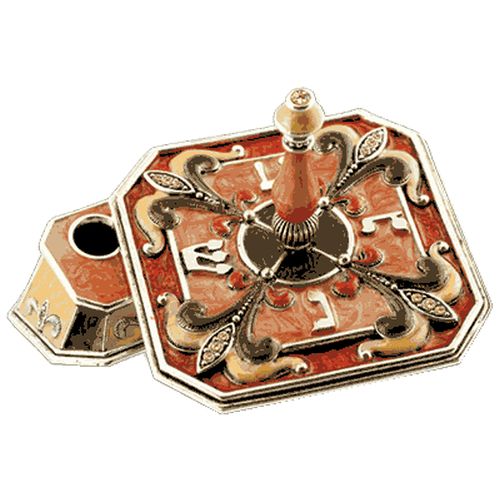 Hand Painted Square Dreidel With Angled Corners by Quest Collection