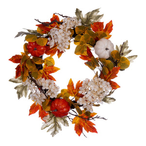 Vickerman 22" Fall Pumpkin Hydrangea Wreath