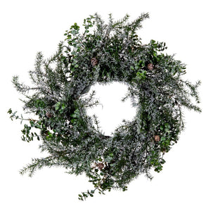 Vickerman 26" Artificial Green Snow Cedar And Eucalyptus Christmas Wreath, Unlit