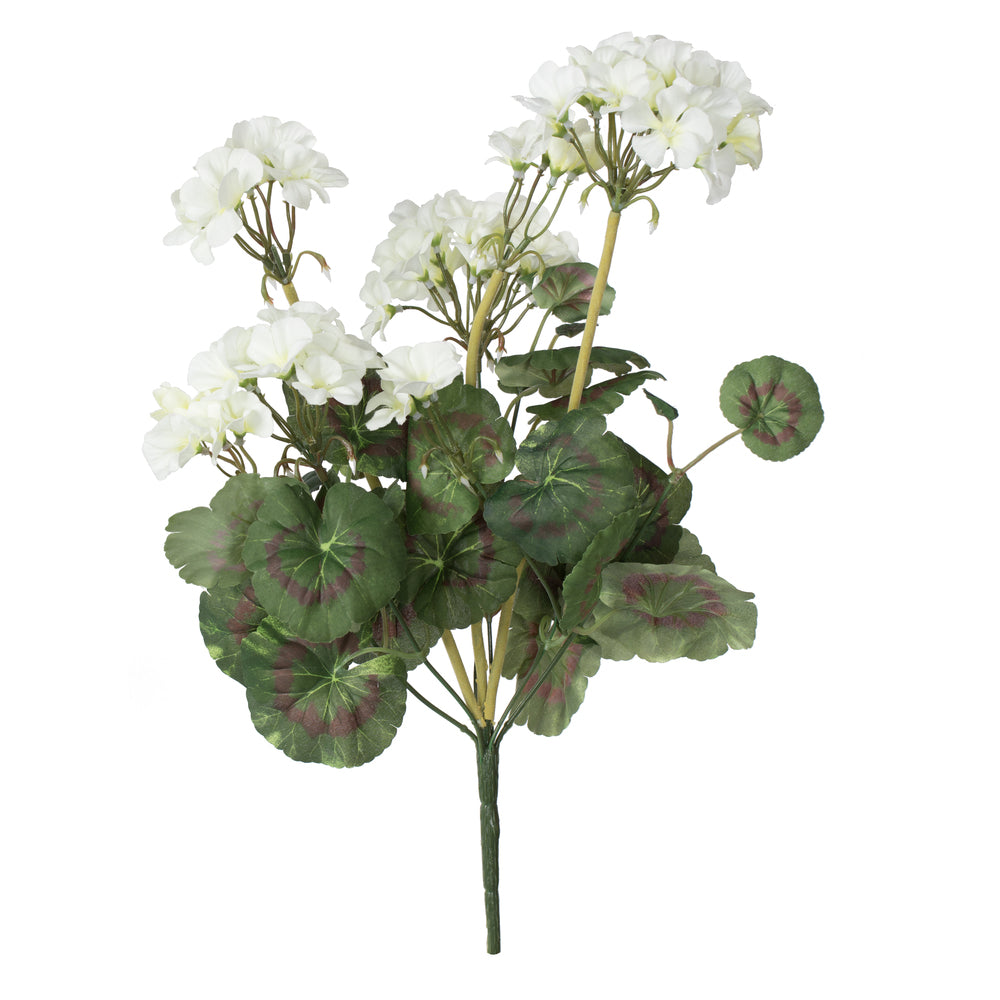 Vickerman Artificial 20" White Geranium Bush, 4 per Pack, PE
