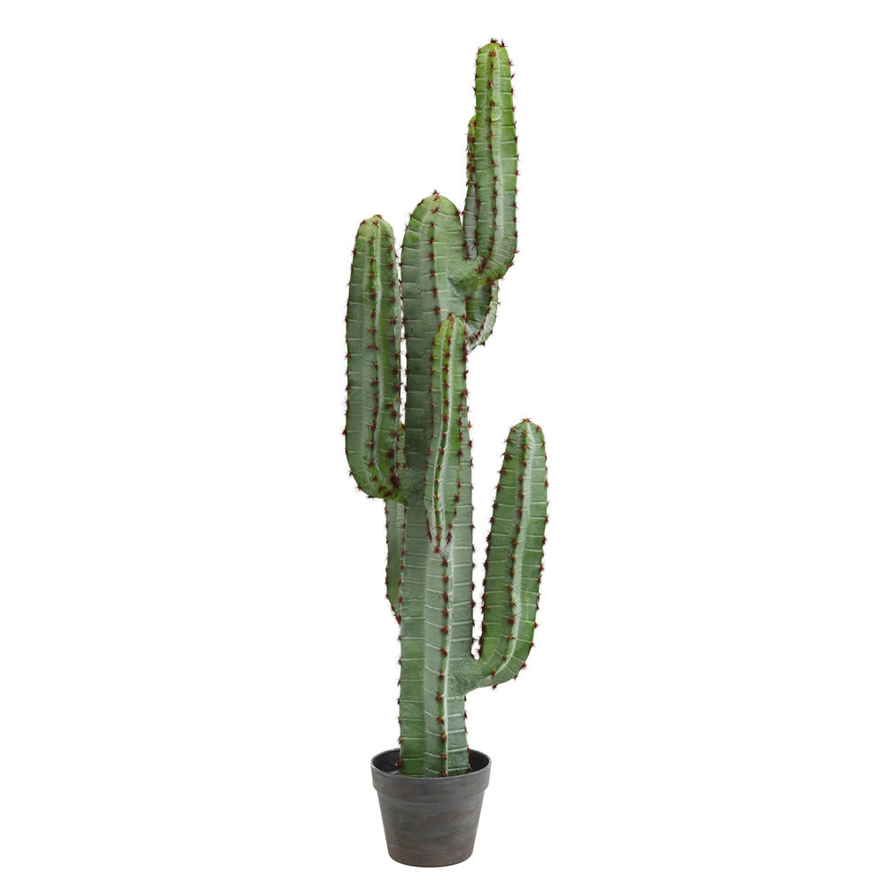 Vickerman 45" Artificial Green Finger Cactus In Gray And Light Red Pot