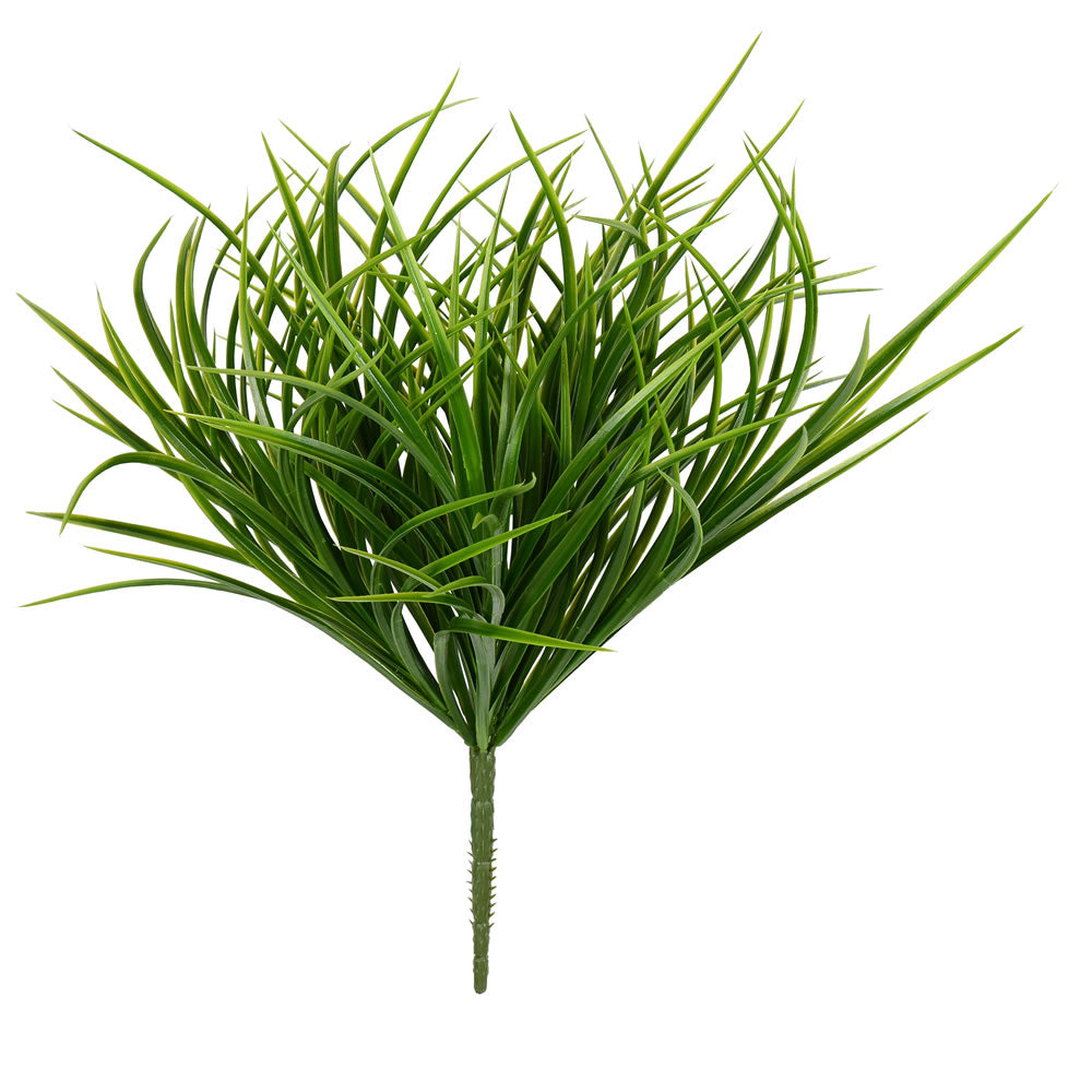 Vickerman 16" Artificial Green Grass Bush UV Coated, Set of 3, Plastic