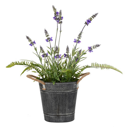 Vickerman Artificial Lavender Flower Fern In Iron Pot