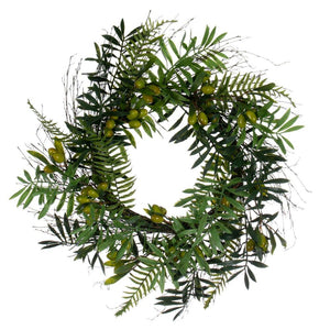 Vickerman 24" Artificial Mixed Olive Leaf Wreath