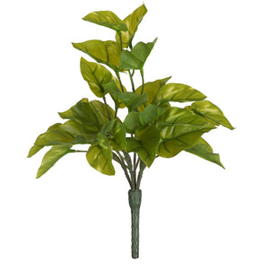 Vickerman 12" Artificial Green Pothos Leaf Bush, Set Of 3