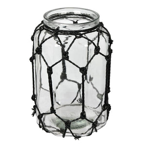 Vickerman 10.3" Glass Jar With Black Rope