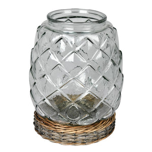 Vickerman 10.3" Glass Jar With Wicker Base