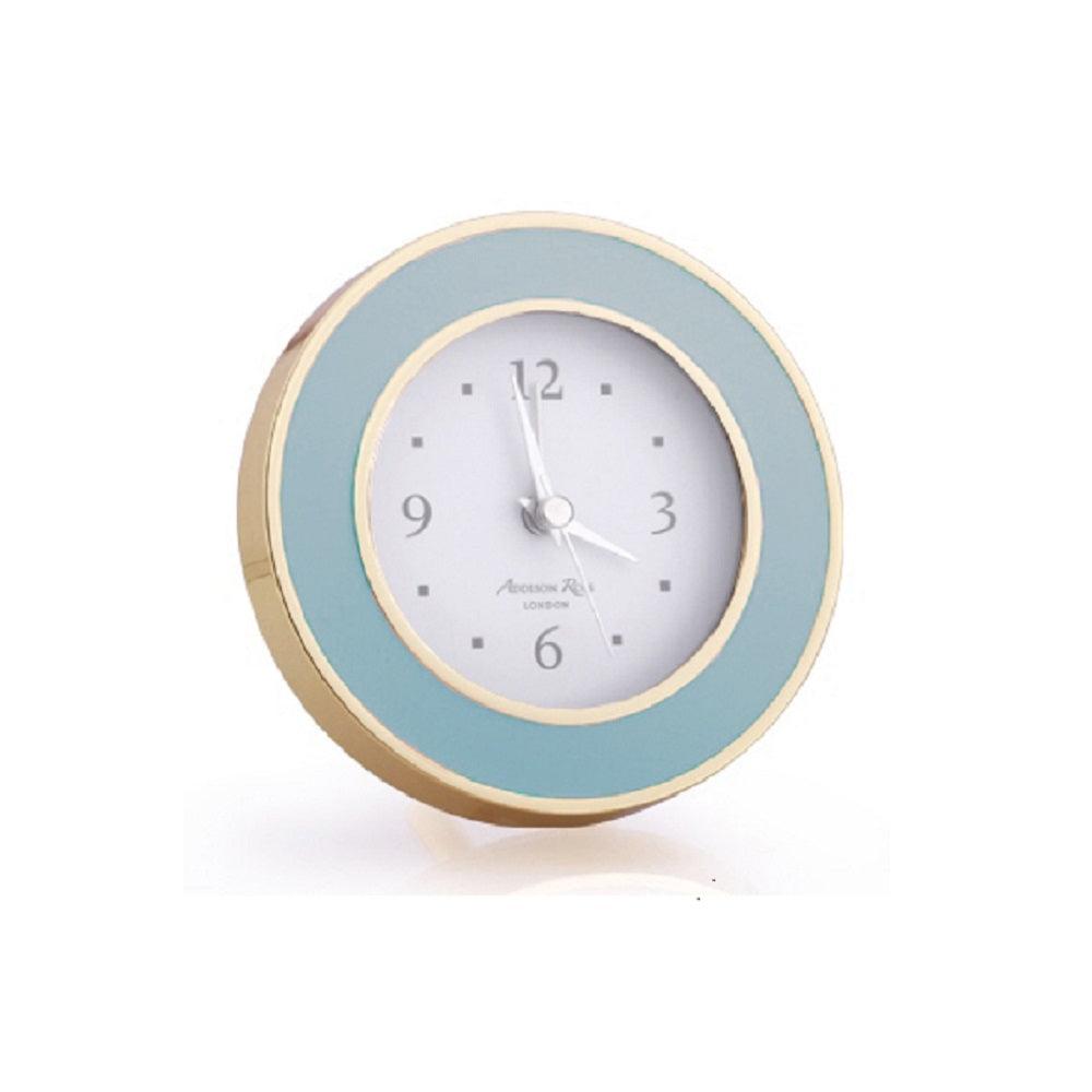 Addison Ross Powder Blue & Gold Silent Alarm Clock by Addison Ross
