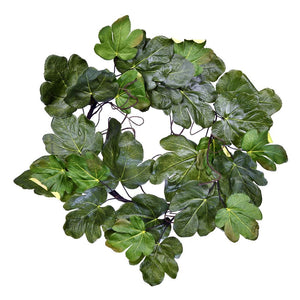 Vickerman 24" Artificial Green Fig Leaf Wreath