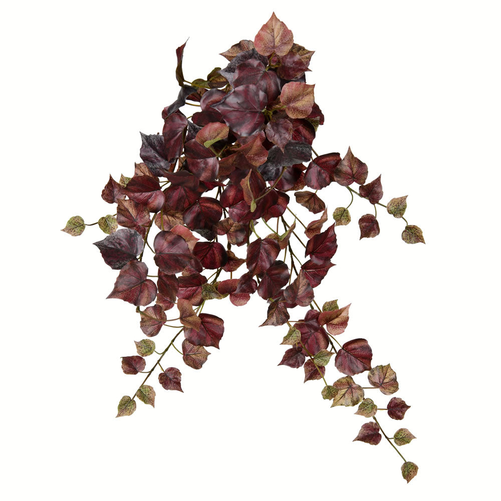 Vickerman 28" Artificial Burgundy Grape Leaf Hanging Bush, Pack of 2, Polyester
