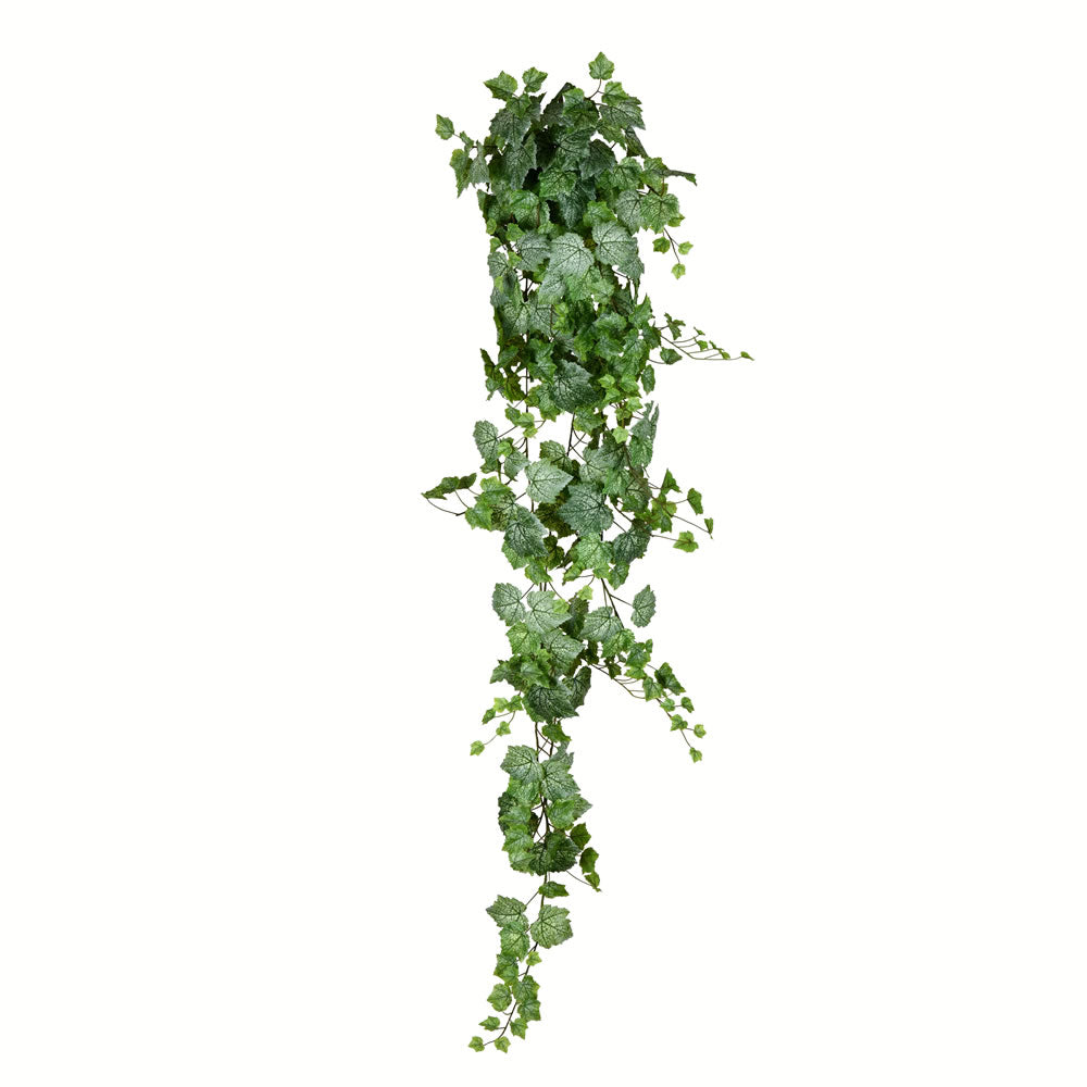 Vickerman 6' Artificial Green & White Grape Leaf Ivy Hanging Bush, Polyester