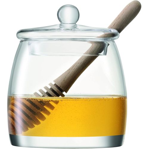 LSA International Serve Honey Pot & Oak Dipper H5In Clear