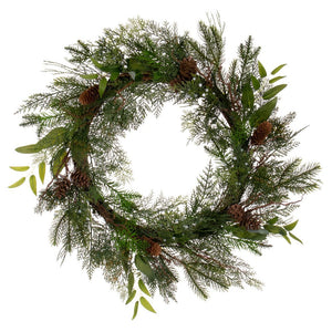 Vickerman 24" Cedar Pine Cone Twig Artificial Christmas Wreath, Unlit
