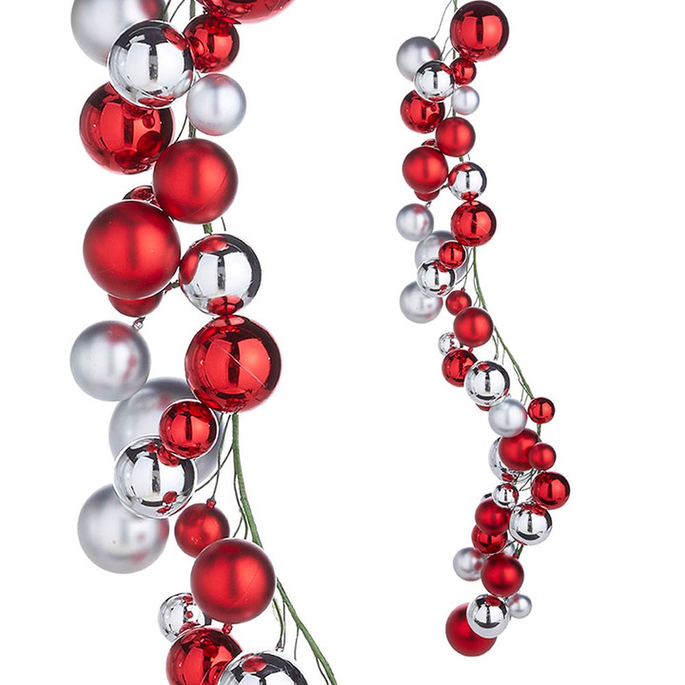 Raz Imports Mister Snowman 4' Red and Silver Ball Garland