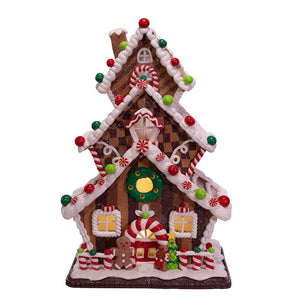 Kurt Adler 13" Gingerbread Cookie 3-Layer LED House Table Piece, MultiColor.