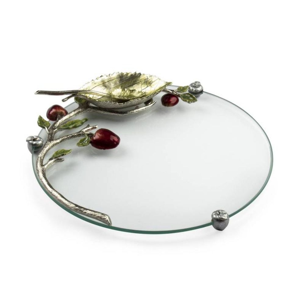 Quest Collection Pomegranate Round Glass Tray