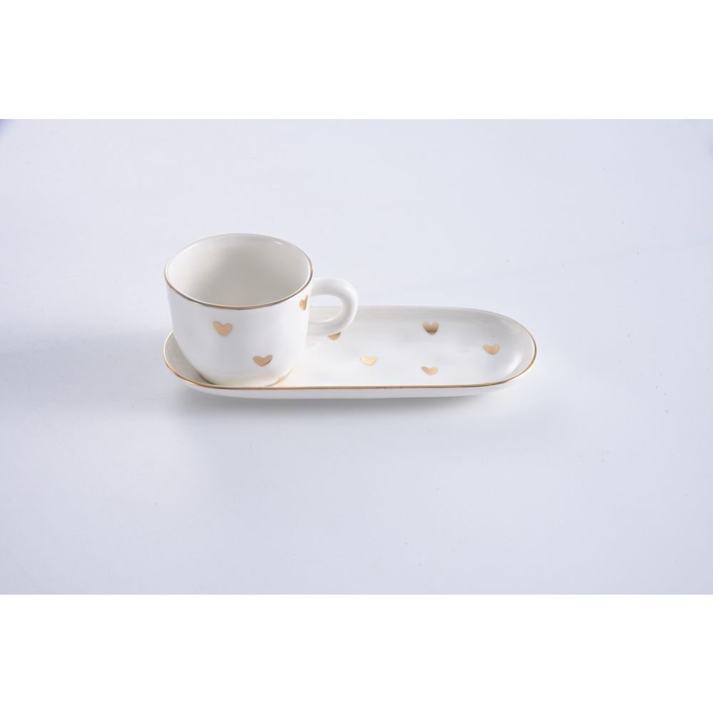 Pampa Bay Heart to Heart Espresso Cup and Saucer, White, Porcelain