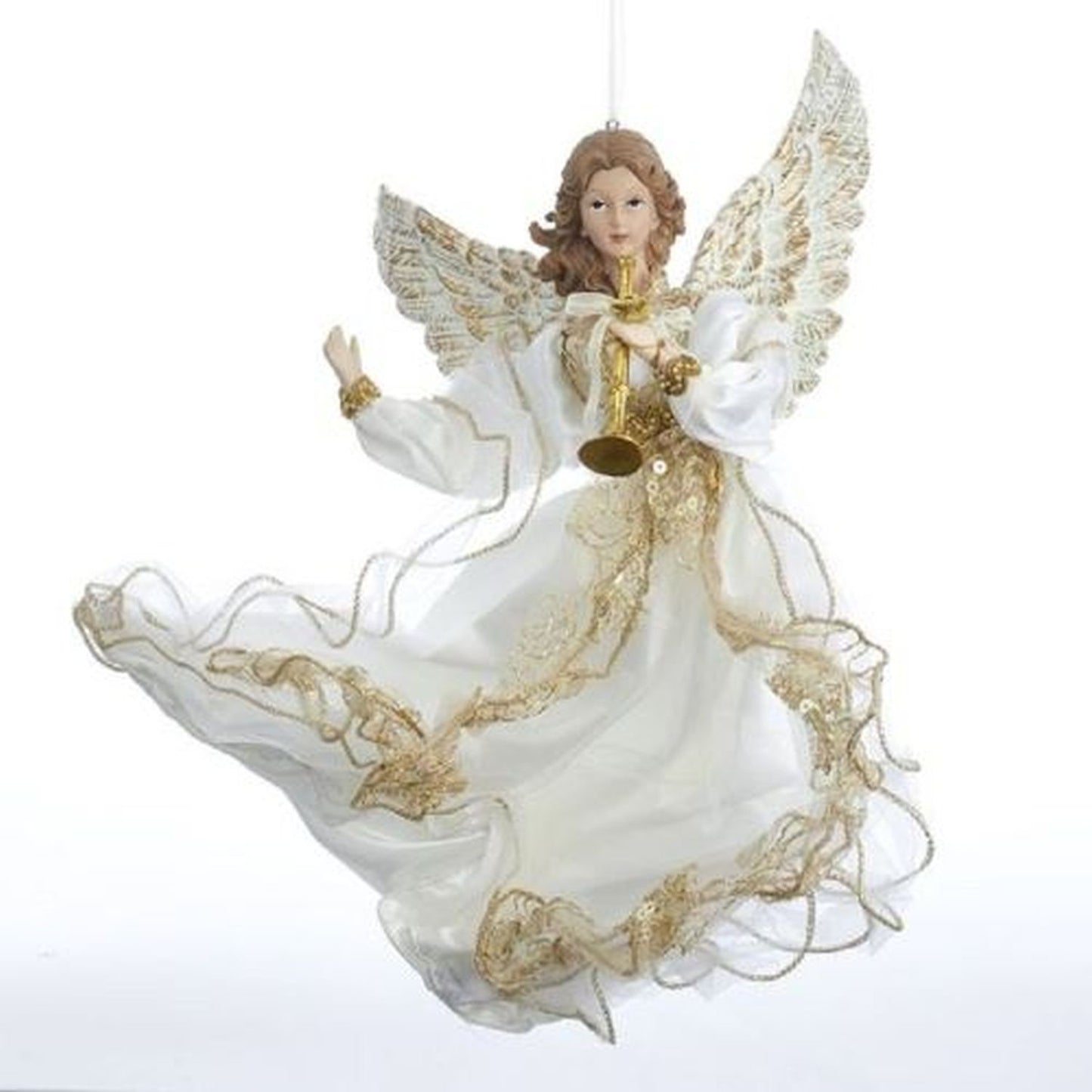 Kurt Adler 12" Ivory/Gold Flying Angel Ornament