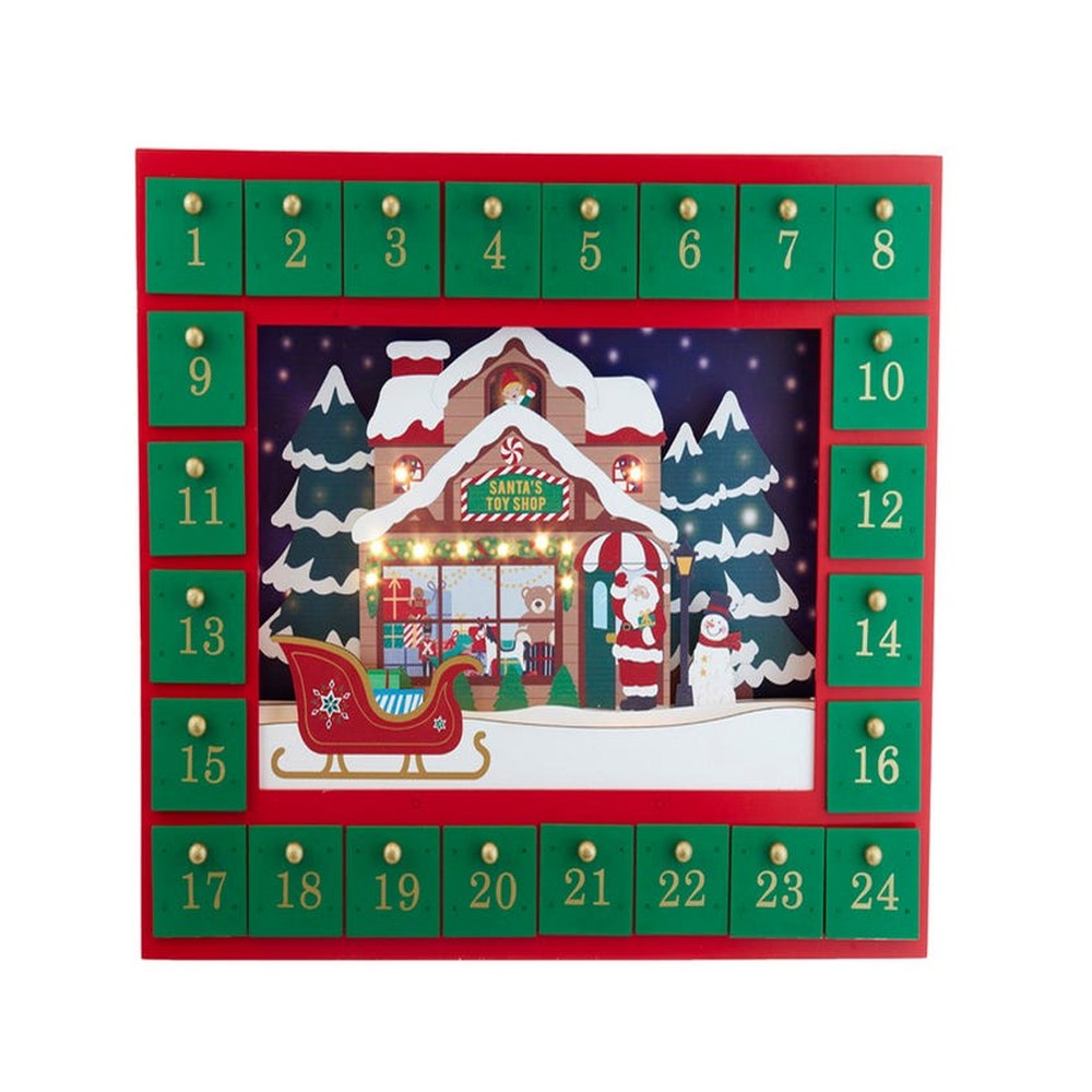 Kurt Adler 14.3" Battery Operated Santa Toy Shop Advent Calendar