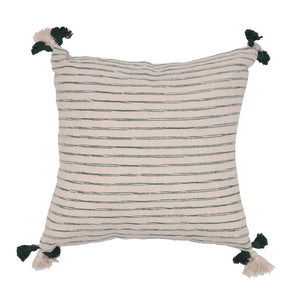 Vickerman 16" X 16" Green Stripe Cotton Pillow