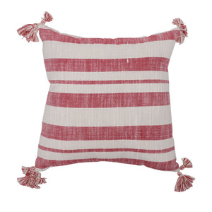 Vickerman 16" X 16" Red Stripe Cotton Pillow