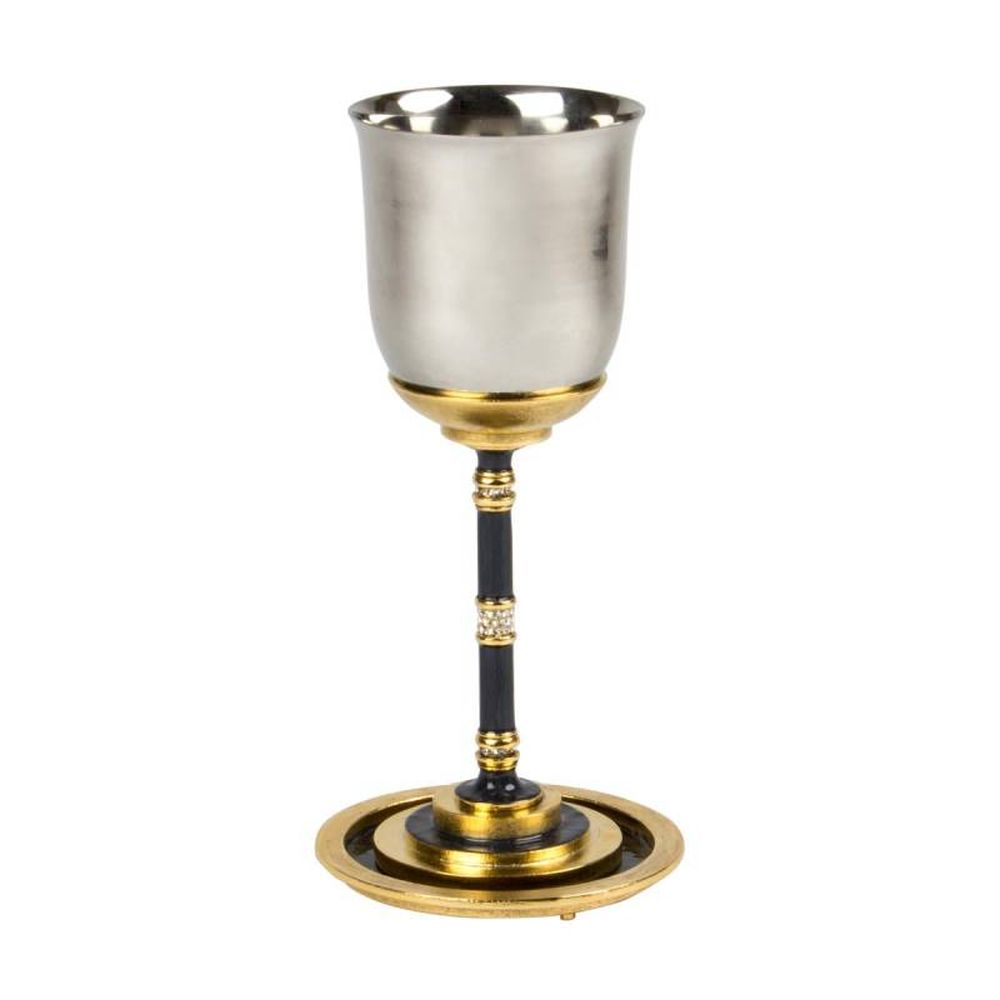 Quest Collection Modern Kiddush Cup & Tray Charcoal