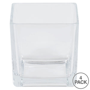 Vickerman Clear Cube Glass Container. Includes Four Pieces Per Set