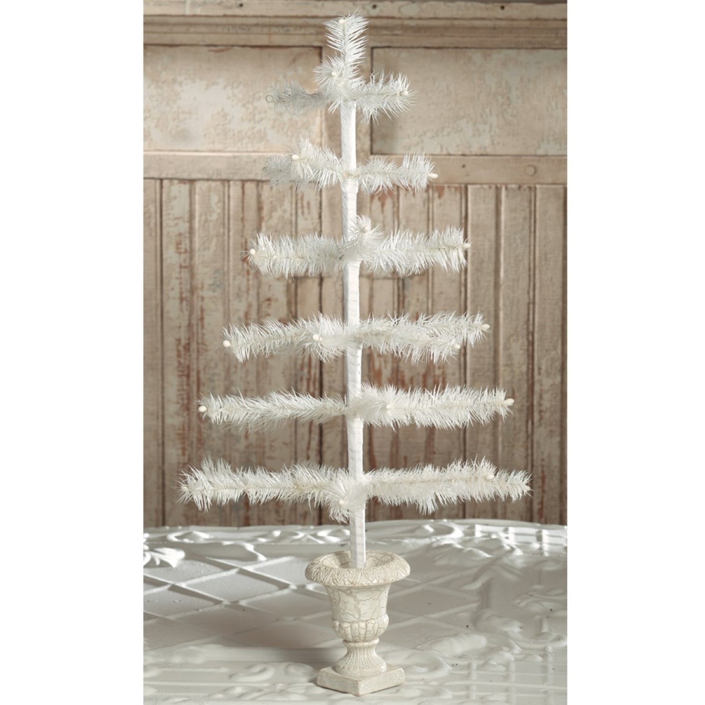 Bethany Lowe Feather Tree Ivory In Urn Base 26"