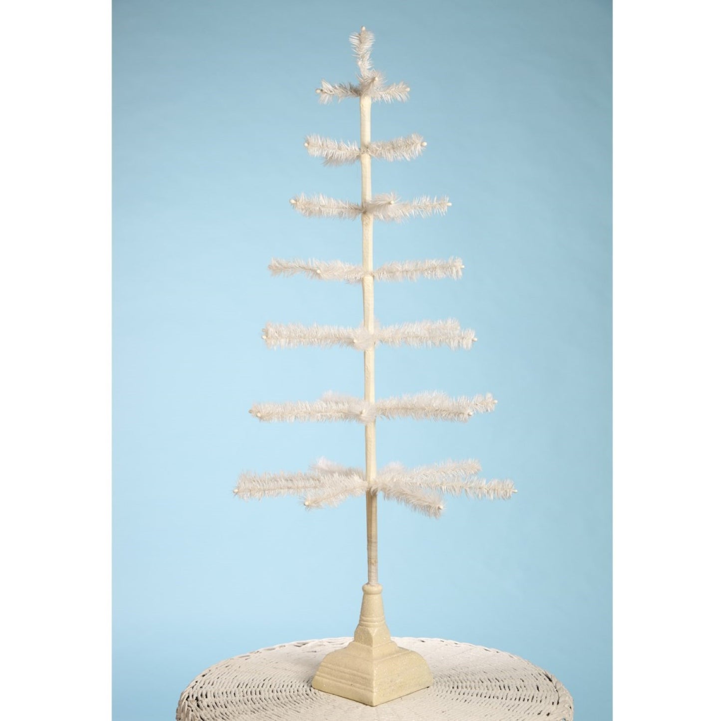 Bethany Lowe Feather Tree Ivory With Glittered Base 42"
