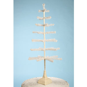 Bethany Lowe Feather Tree Ivory With Glittered Base 42"