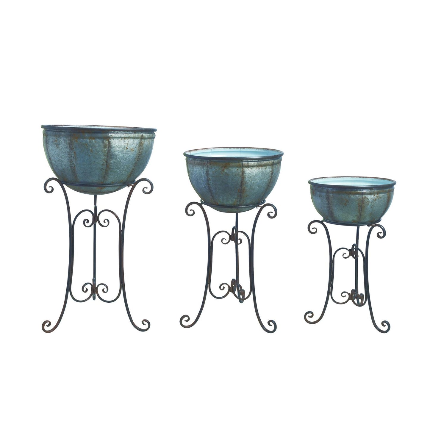Transpac Metal French Riviera Standing Containers, Set Of 3