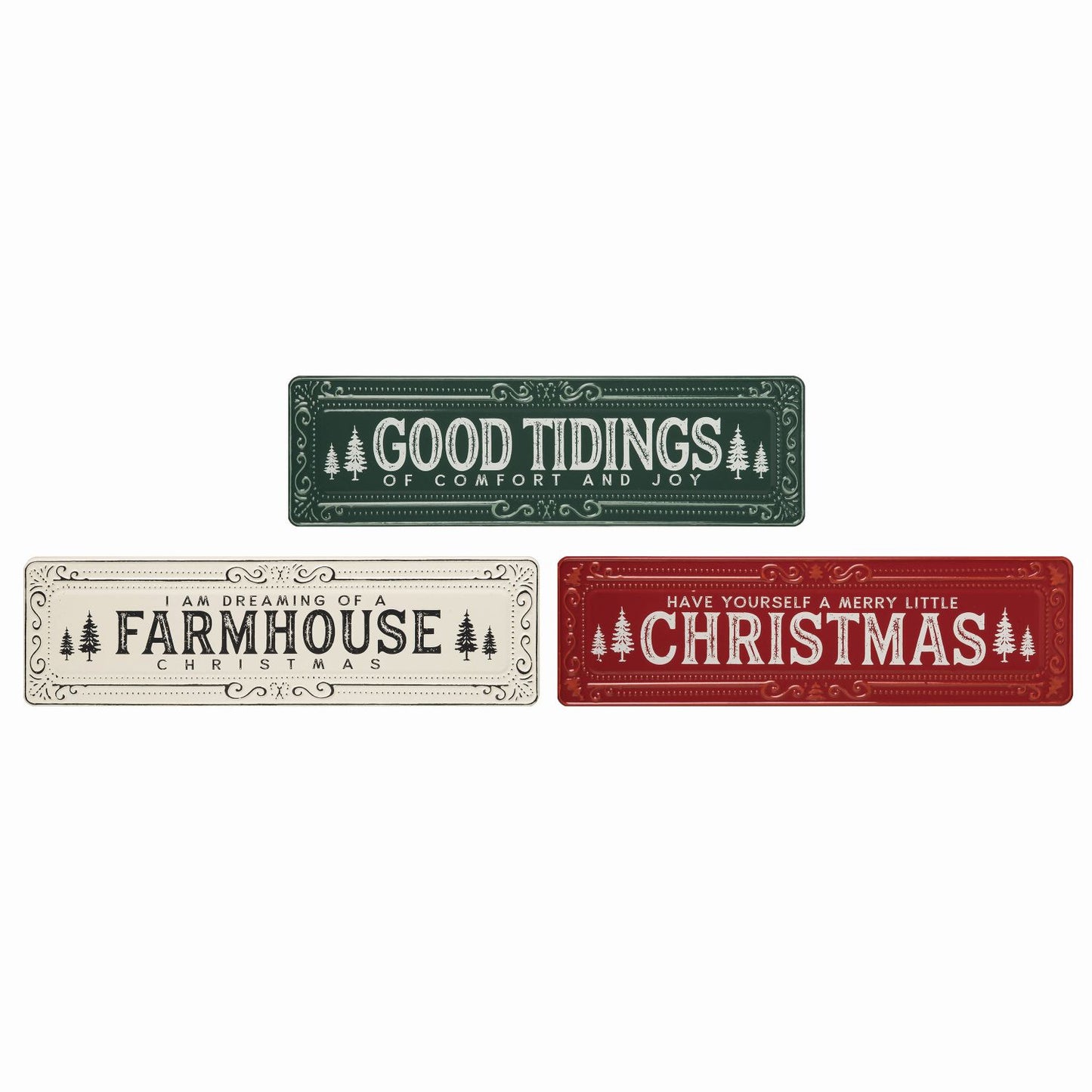 Transpac Metal Farmhouse Christmas Decor, Set Of 3, Assortment