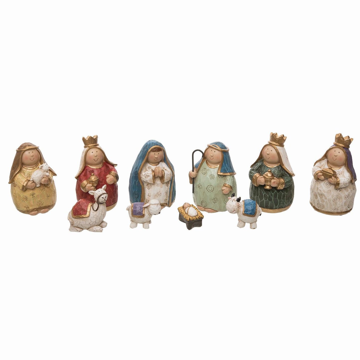 Transpac Resin Carved Nativity Figurines, Set Of 10