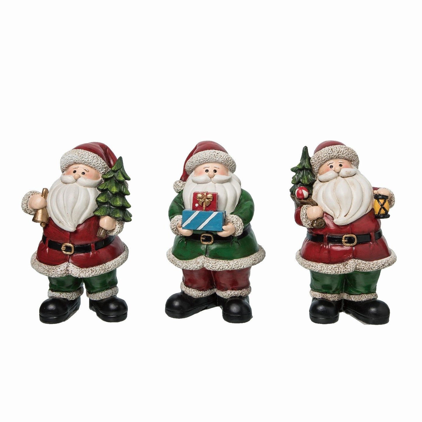 Transpac Large Resin Whimsical Santa Figurine, Set Of 3, Assortment