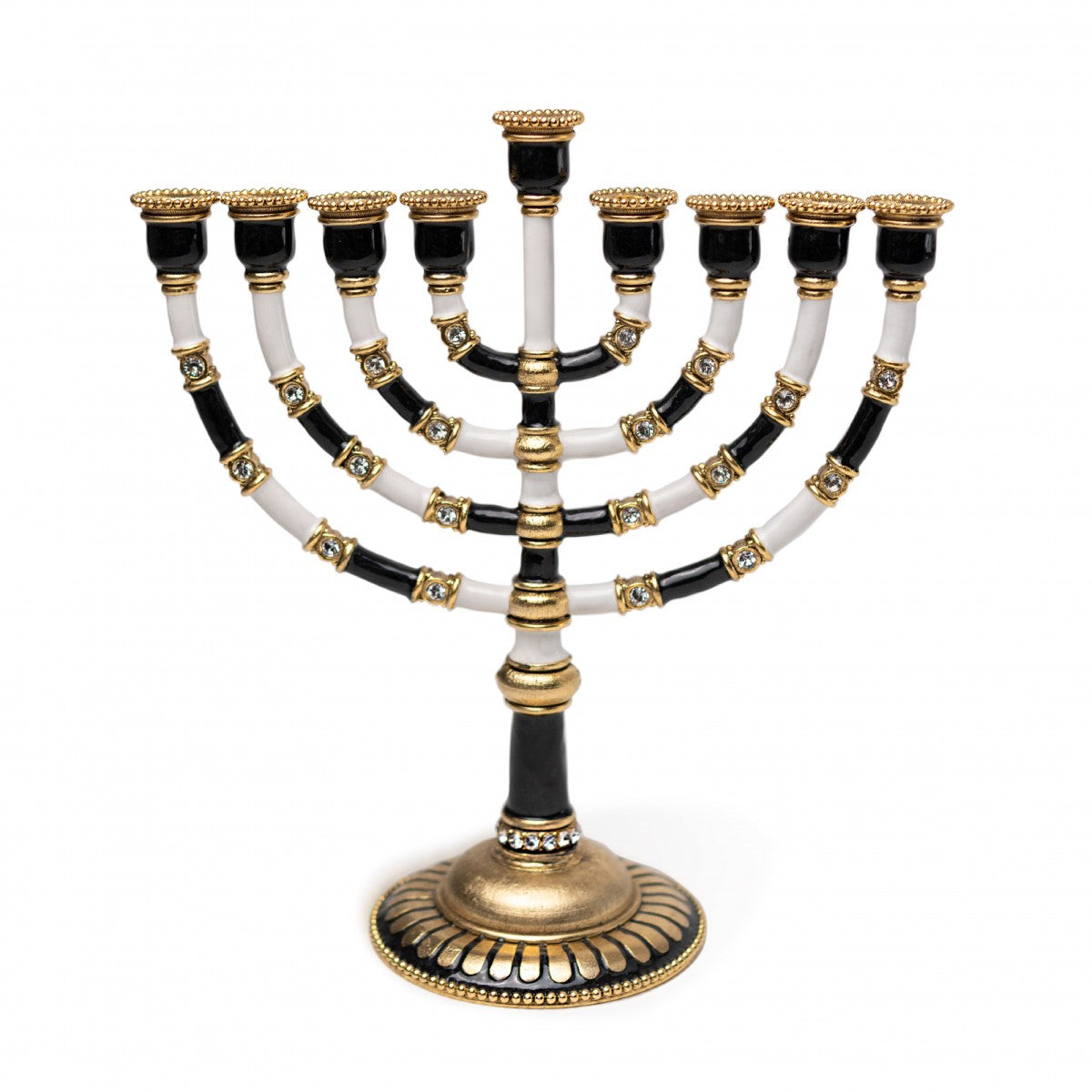 Quest Collection Judaica Hanukkah Royal Menorah - Black /White