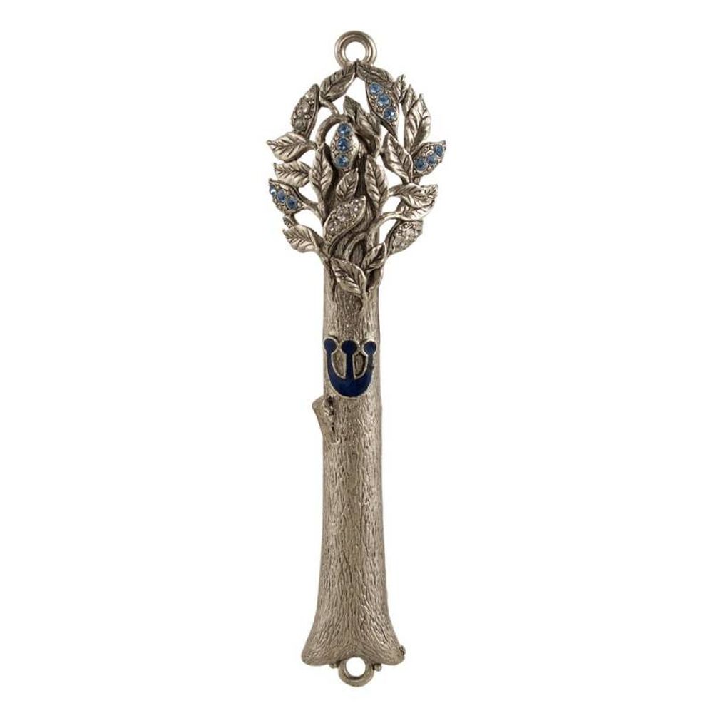 Quest Collection Crystal Tree Mezuzah Silver