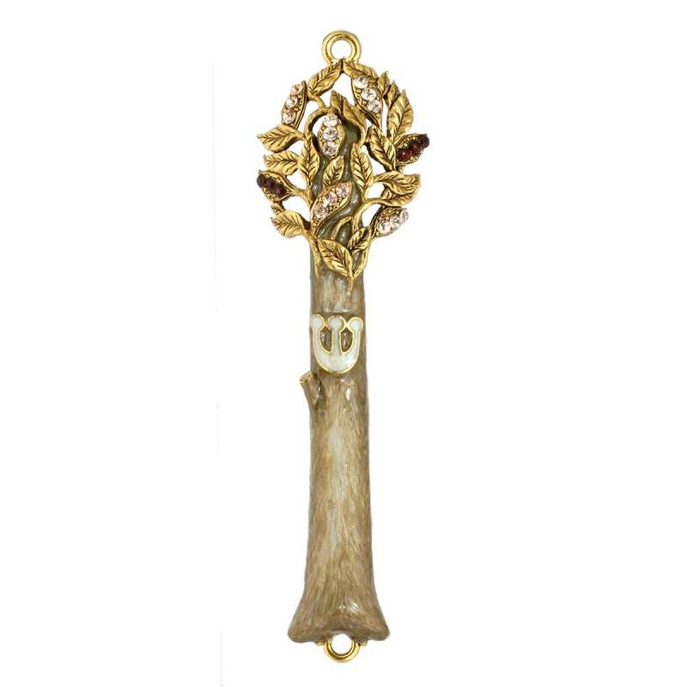 Quest Collection Crystal Tree Mezuzah Gold