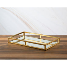 Load image into Gallery viewer, Classic Touch Oblong Mirror Tray - Gold - 16.25&quot;L 10.25&quot;W X 2&quot;H