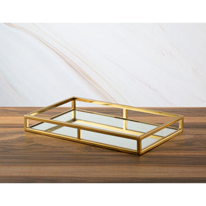 Classic Touch Oblong Mirror Tray - Gold - 16.25"L 10.25"W X 2"H