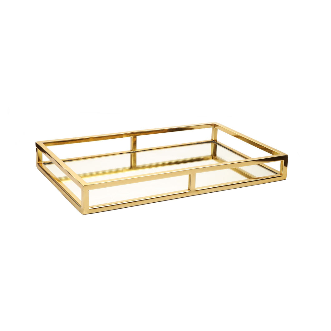 Classic Touch Oblong Mirror Tray - Gold - 16.25