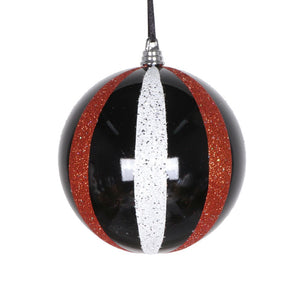 Vickerman 4.7" Black White Orange Round Ornament, 3 Per Bag
