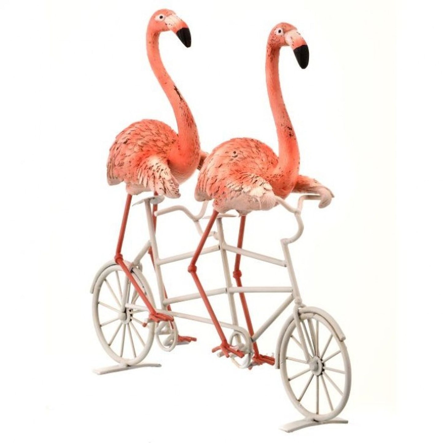 Regency International Resin & Metal Flamingos on Bike 11"L