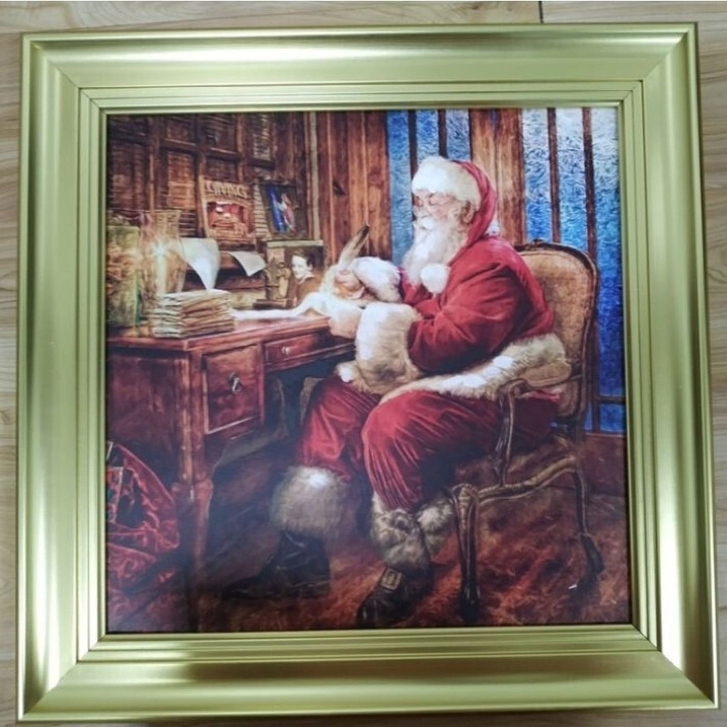 Regency International 16"X16"Framed Santa At Desk Painting