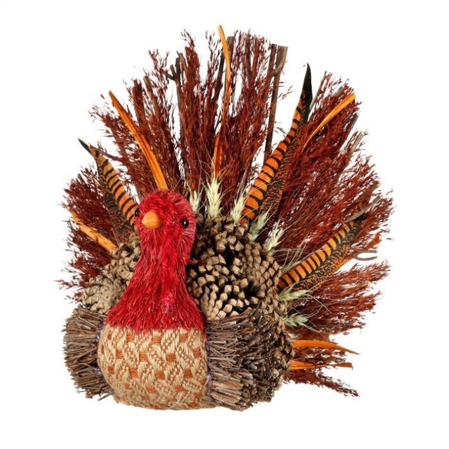 Regency International 12" Sisal/Cone/Twig/Fabric Feather Turkey