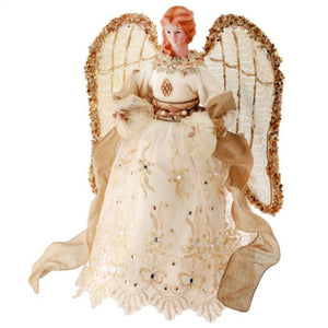 Regency International 16"Fabric Resin Embroidered Angel With Sheer Wings