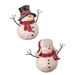 Regency International 6" Resin Snowman With Twig Arms, Set Of 2 Assortment.