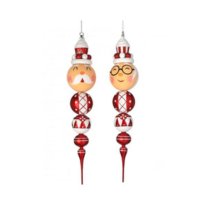 Regency 30" VP Mr. & Mrs. Claus Candy Finial Ornament, Set Of 2 Assortment